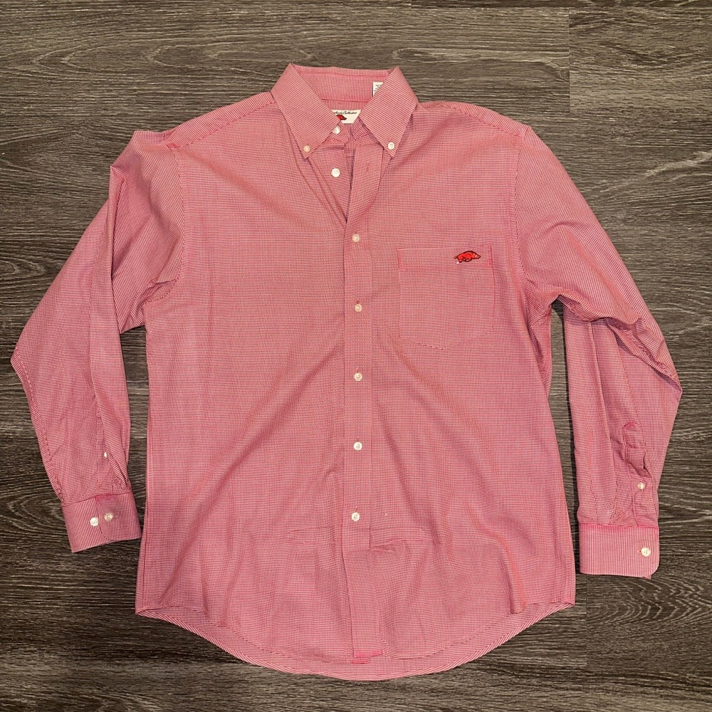 Red/White Checkered Arkansas Razorback Dress Shirt